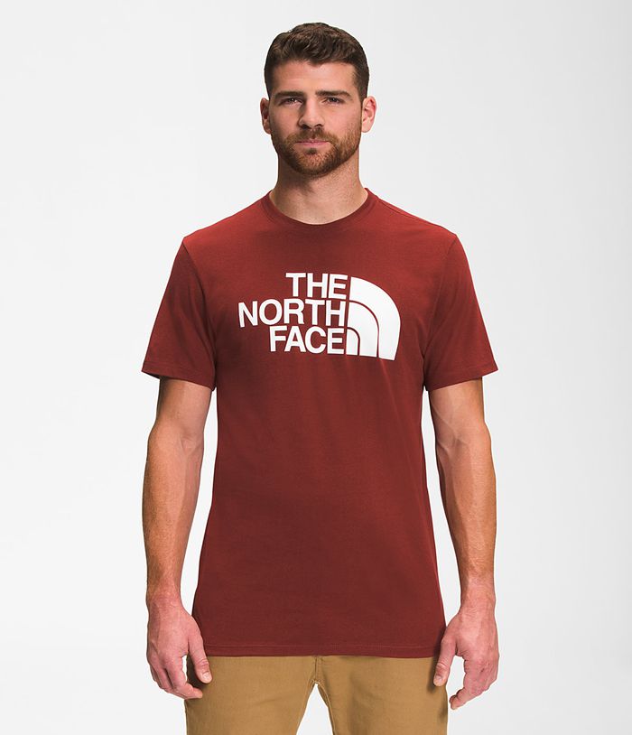 The North Face Short Sleeve Half Dome Mens T-Shirts Dark Red 024913-IET